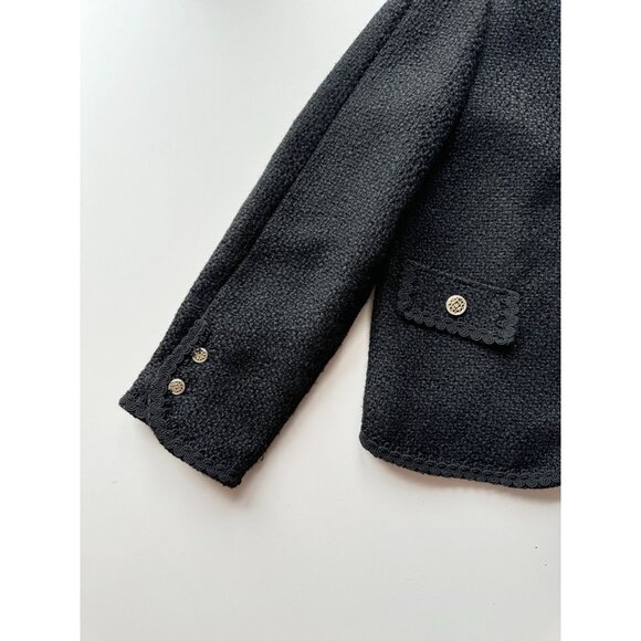 NWOT ZARA Black Textured Boucle Tweed Buttoned Open Front Blazer Jacket, Size M - Picture 9 of 16